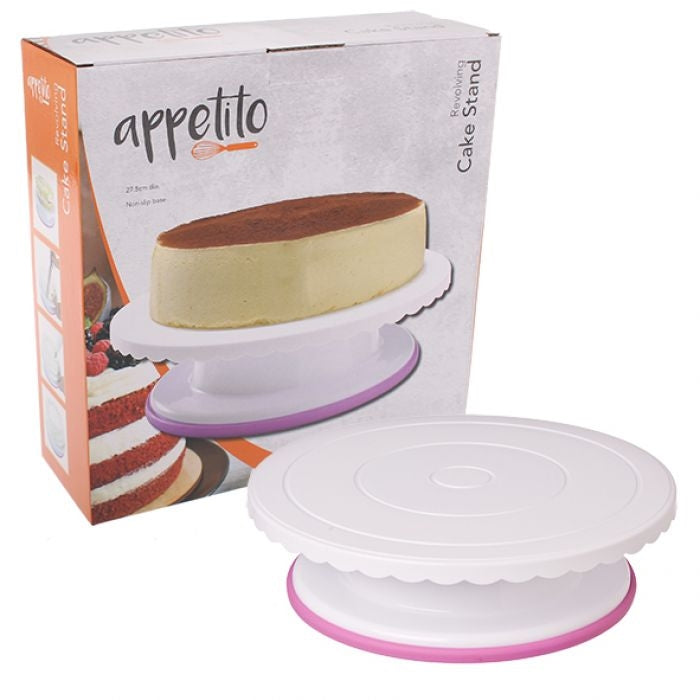 Appetito Revolving Cake Stand 28cm Dia - White