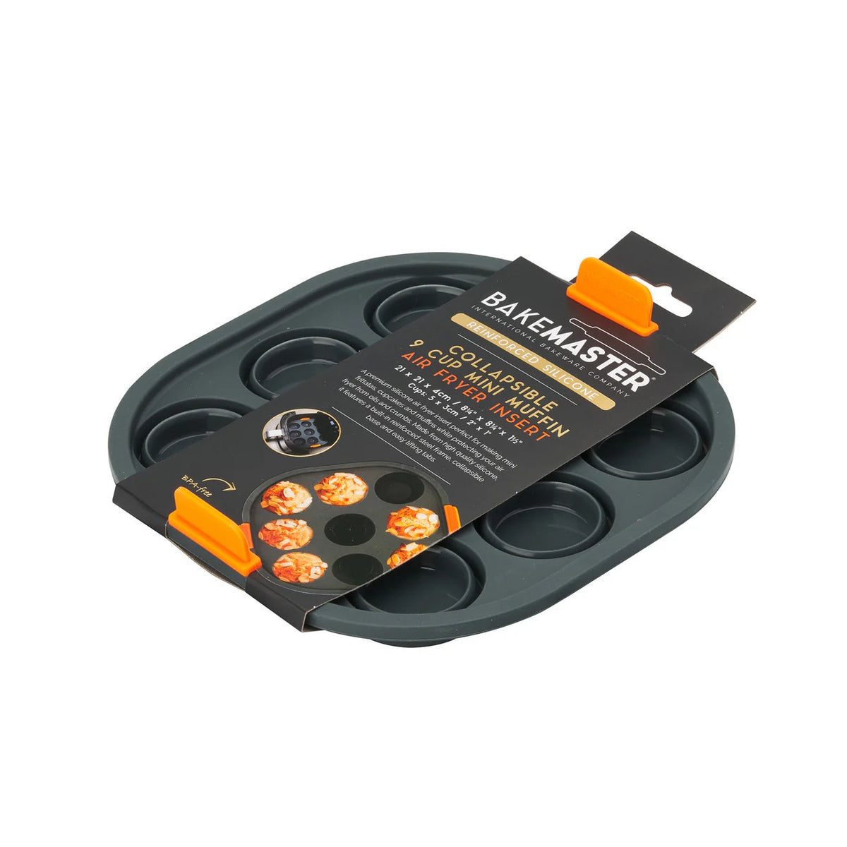 Bakemaster Silicone Collapsible 9 Cup Mini Muffin Air Fryer Insert 21 x 21 x 4cm