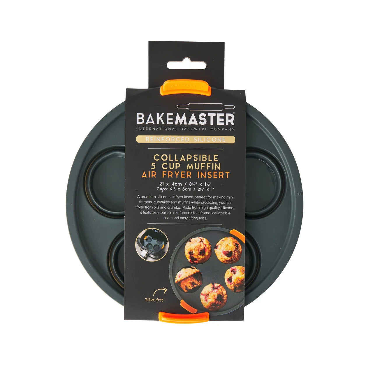 Bakemaster Silicone Collapsible 5 Cup Muffin Air Fryer Insert 21 X 4cm