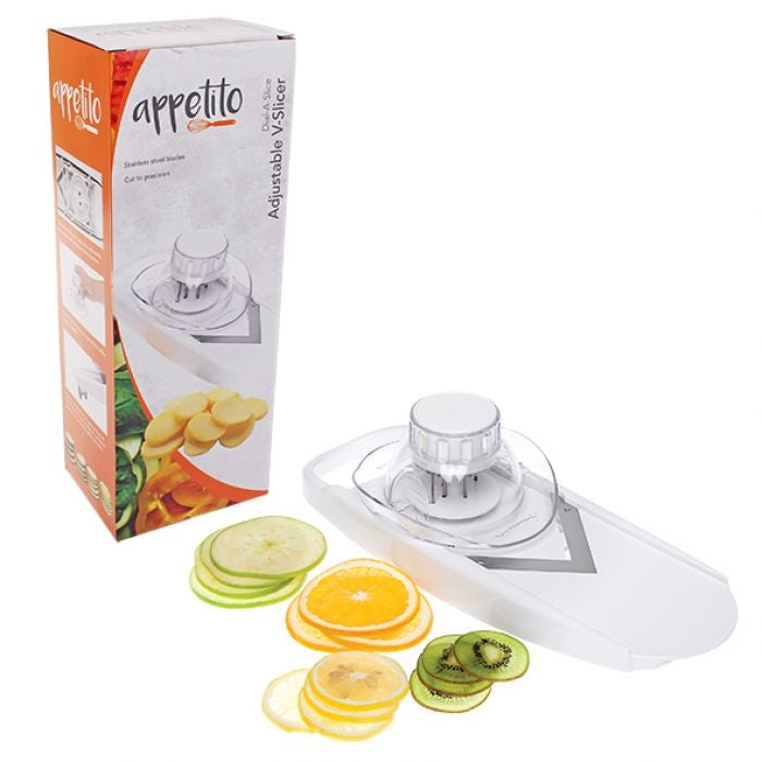 Appetito Dial-a-slice Adjustable V-slicer - White