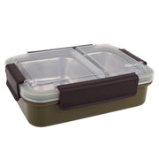 Oasis Stainless Steel 2 Compartment Lunch Box 23 X 16.5 X 7cm - Khaki
