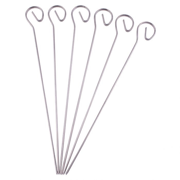 Appetito Stainless Steel Skewers 25cm Set 6 - Flat Blade