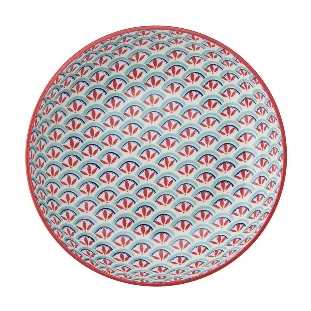Mikasa Glazed Stoneware Coupe Bowl Geometric Line 21x5cm