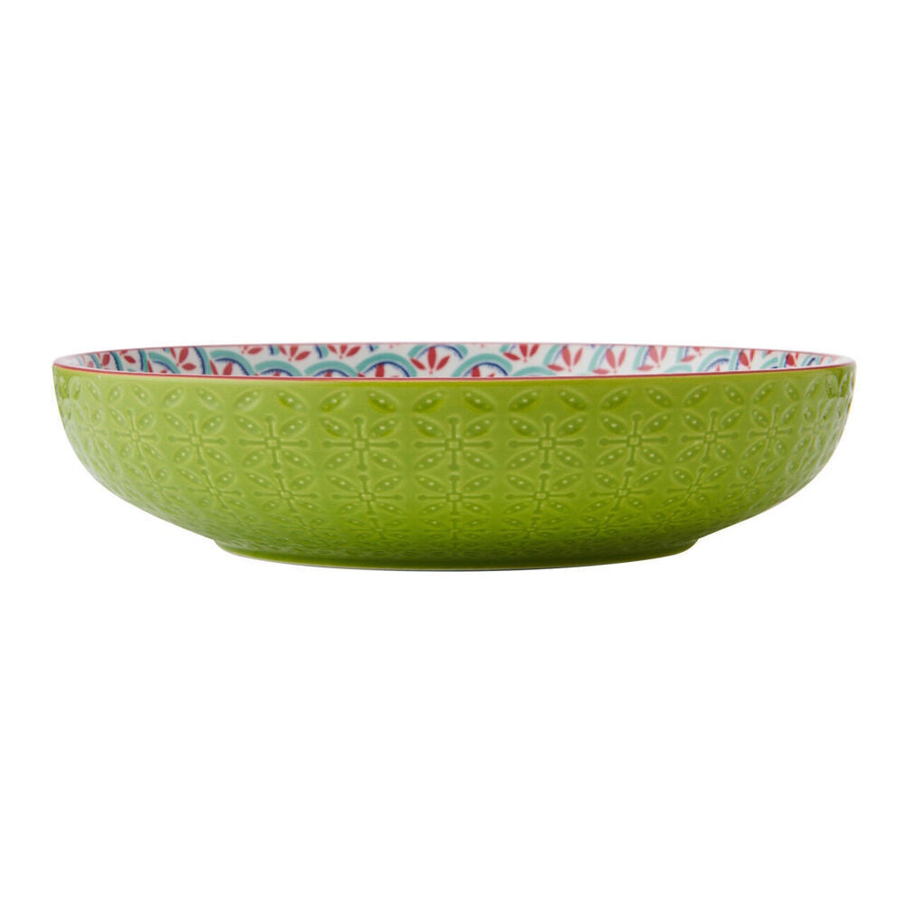 Mikasa Glazed Stoneware Coupe Bowl Geometric Line 21x5cm