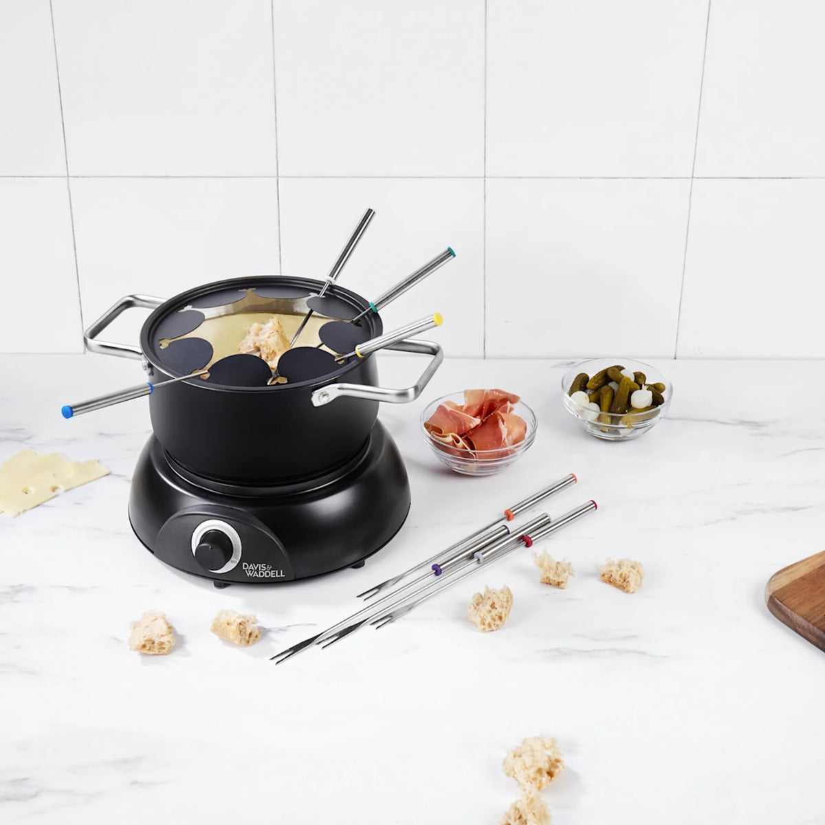 Davis & Waddell Electric Fondue 11pcs Set Matte Black 29x29x22cm