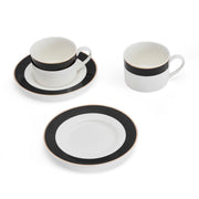 Mikasa Luxe Deco 2pc Fine China Tea Cup & Saucer Set - Band Pattern, 200ml
