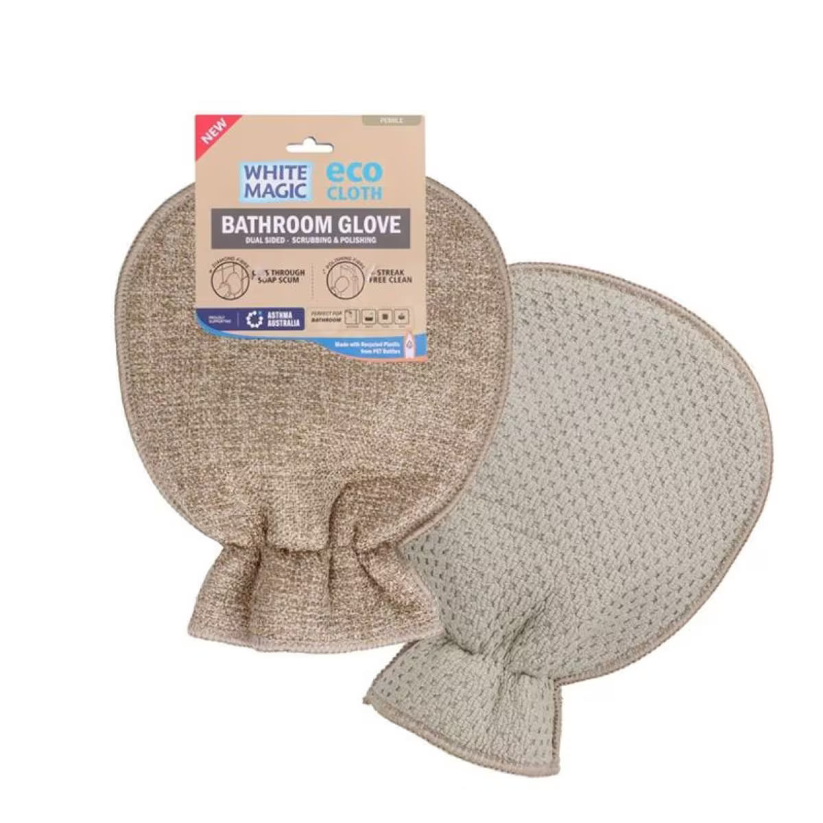 White Magic Eco Cloth Bathroom Glove - Pebble