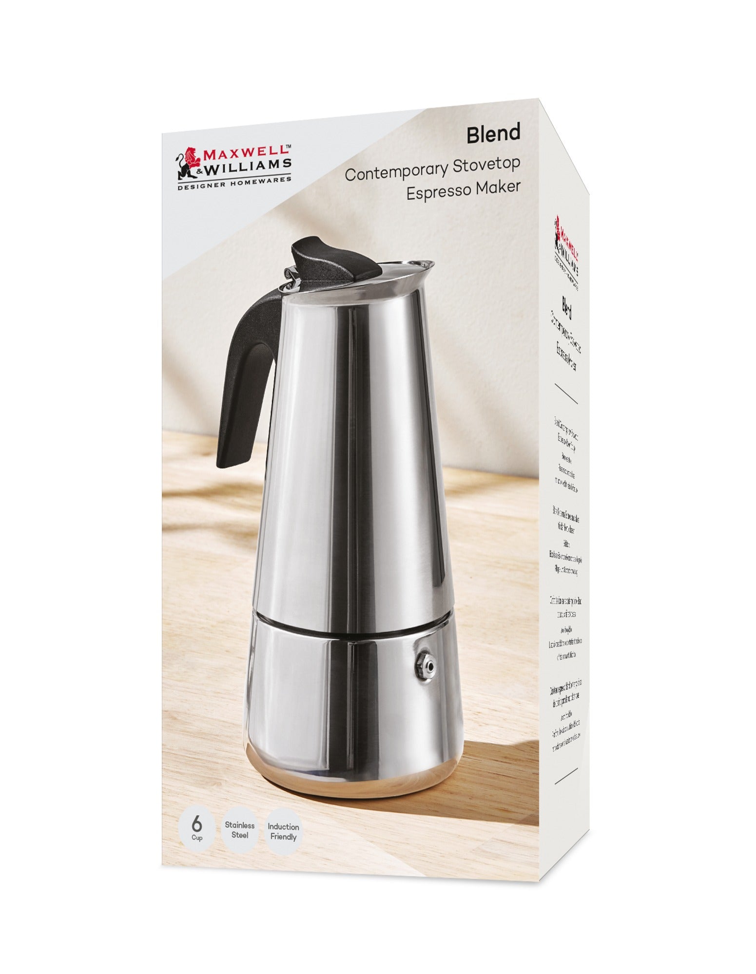 Maxwell & Williams Blend Contemporary Stovetop Espresso Maker 6cup