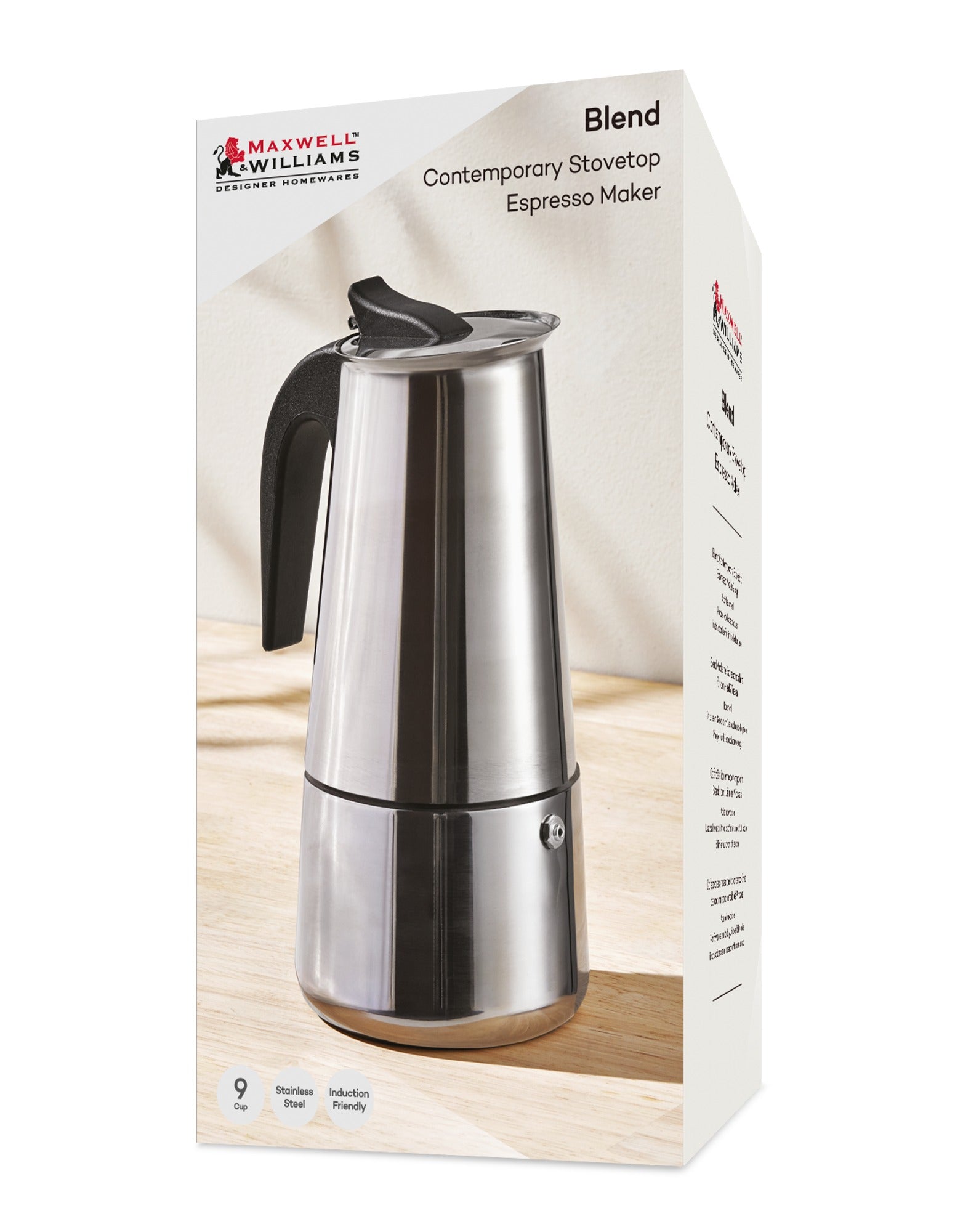 Maxwell & Williams Blend Contemporary Stovetop Espresso Maker 9cup