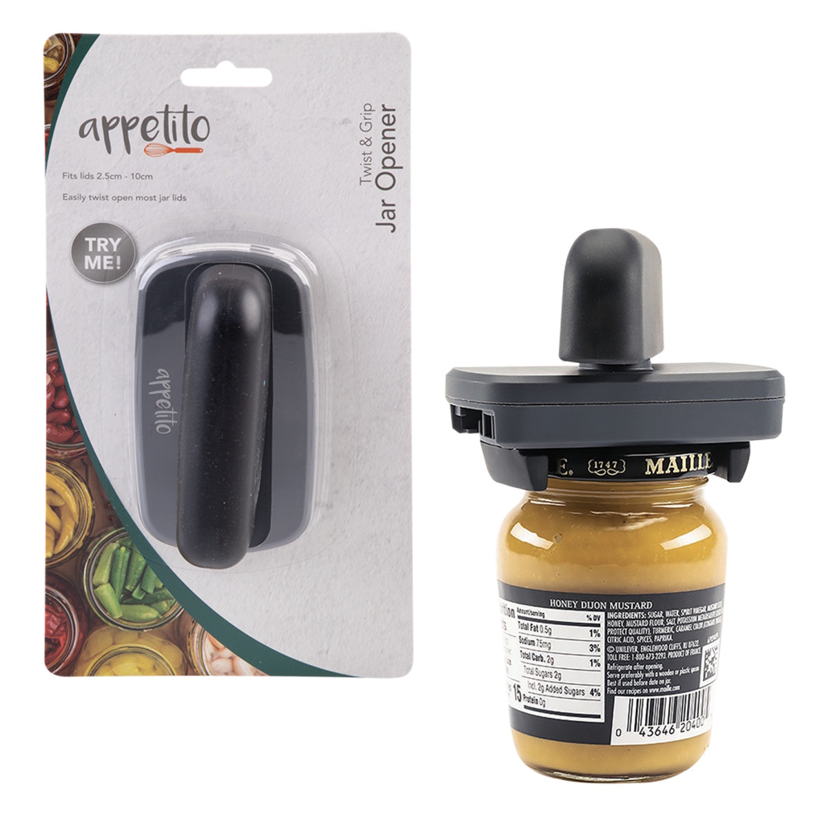 Appetito Twist & Grab Jar Opener - Black
