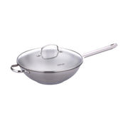 Neoflam Stainless Steel 30cm Wok Pan With Glass Lid