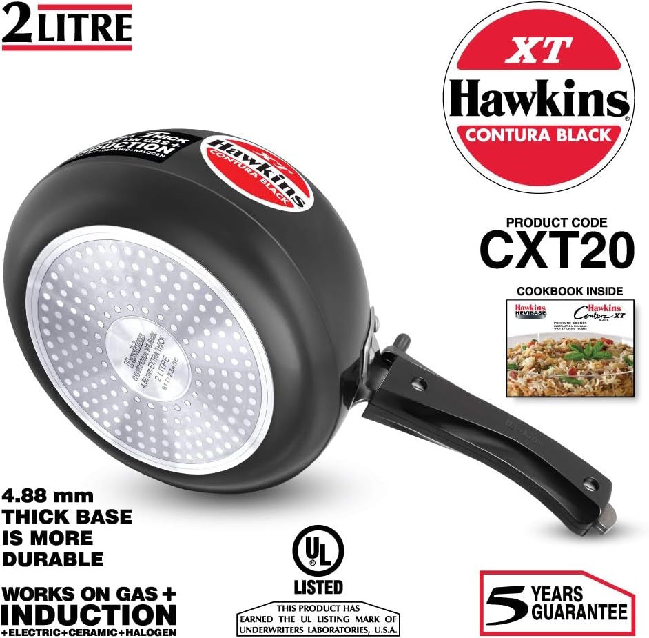 Hawkins Contura Black Xt 2 Litre Pressure Cooker - CXT20