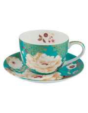 Maxwell & Williams Kimono Cup & Saucer 300ML Teal Gift Boxed