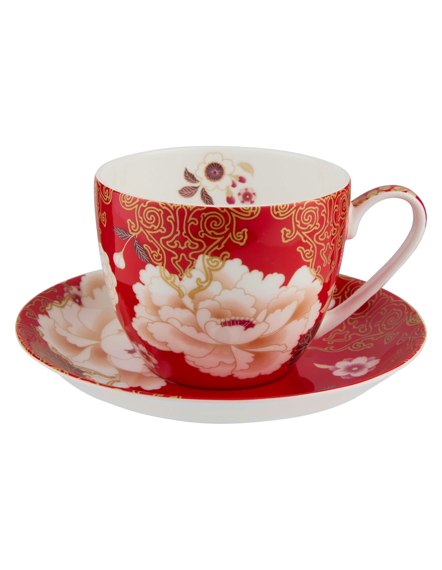 Maxwell & Williams Kimono Cup & Saucer 300ML Red Gift Boxed