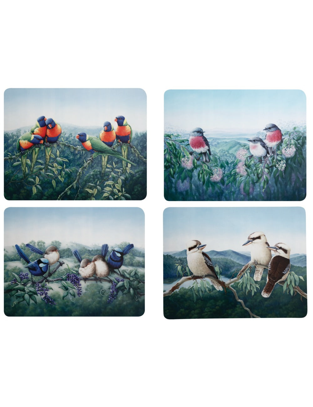 Maxwell & Williams Birds of Australia KC 10yr Anniversary Cork Back Placemat 34x26.5cm Set of 4 Ass