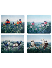 Maxwell & Williams Birds of Australia KC 10yr Anniversary Cork Back Placemat 34x26.5cm Set of 4 Ass