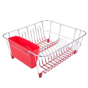 Small Dish Drainer Chrome/pvc with Caddy 36.5 X 32.3 X 14.3 - Red