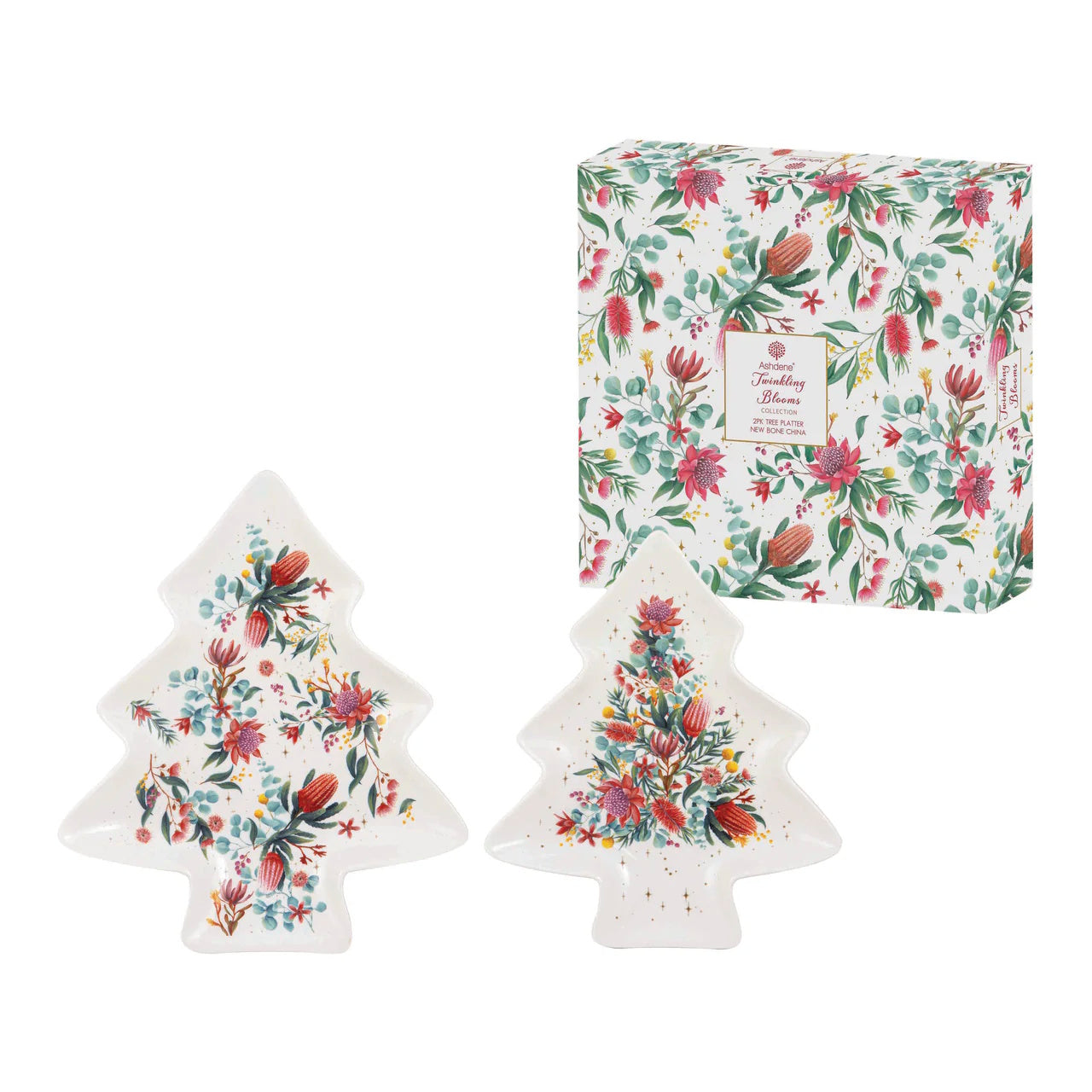 Ashdene Twinkling Blooms 2pk Tree Platter