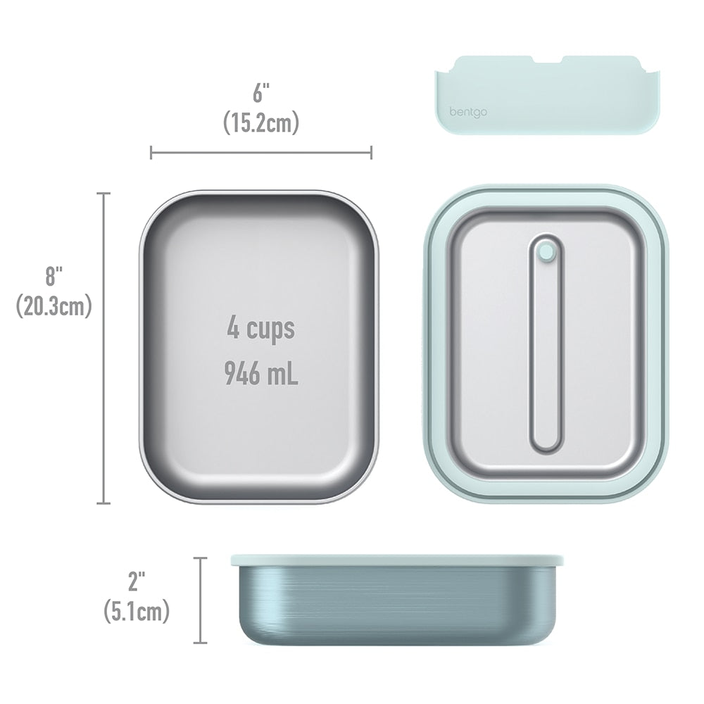 Bentgo Microsteel Lunch Box 1200ml Aqua - Stainless Steel Airtight Container