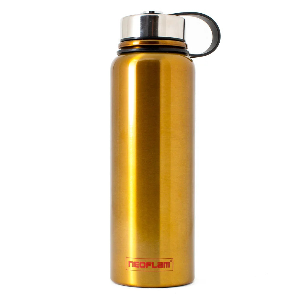 Neoflam All Day Stainless Steel Double Walled and Vacuum Insulated Water Bottle 1.2L- Gold Metal