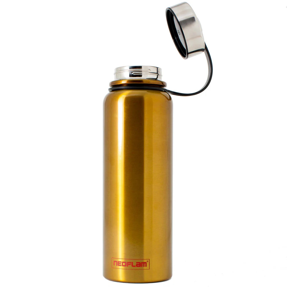 Neoflam All Day Stainless Steel Double Walled and Vacuum Insulated Water Bottle 1.2L- Gold Metal