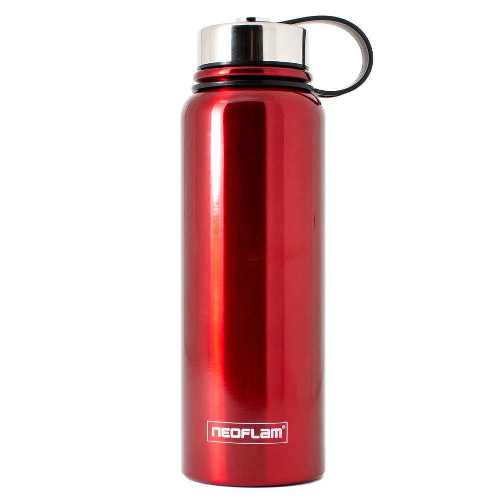 Neoflam All Day Stainless Steel Double Walled and Vacuum Insulated Water Bottle 1.2L- Red Metal