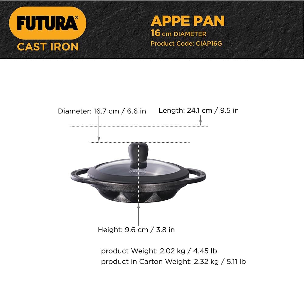 Hawkins Cast Iron Appe Pan 16cm w Lid CIAP16G