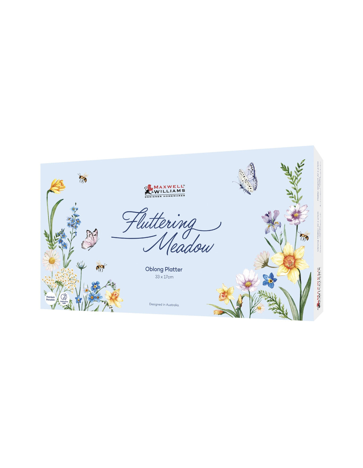Maxwell & Williams Fluttering Meadow Oblong Platter 33x17cm Gift Boxed