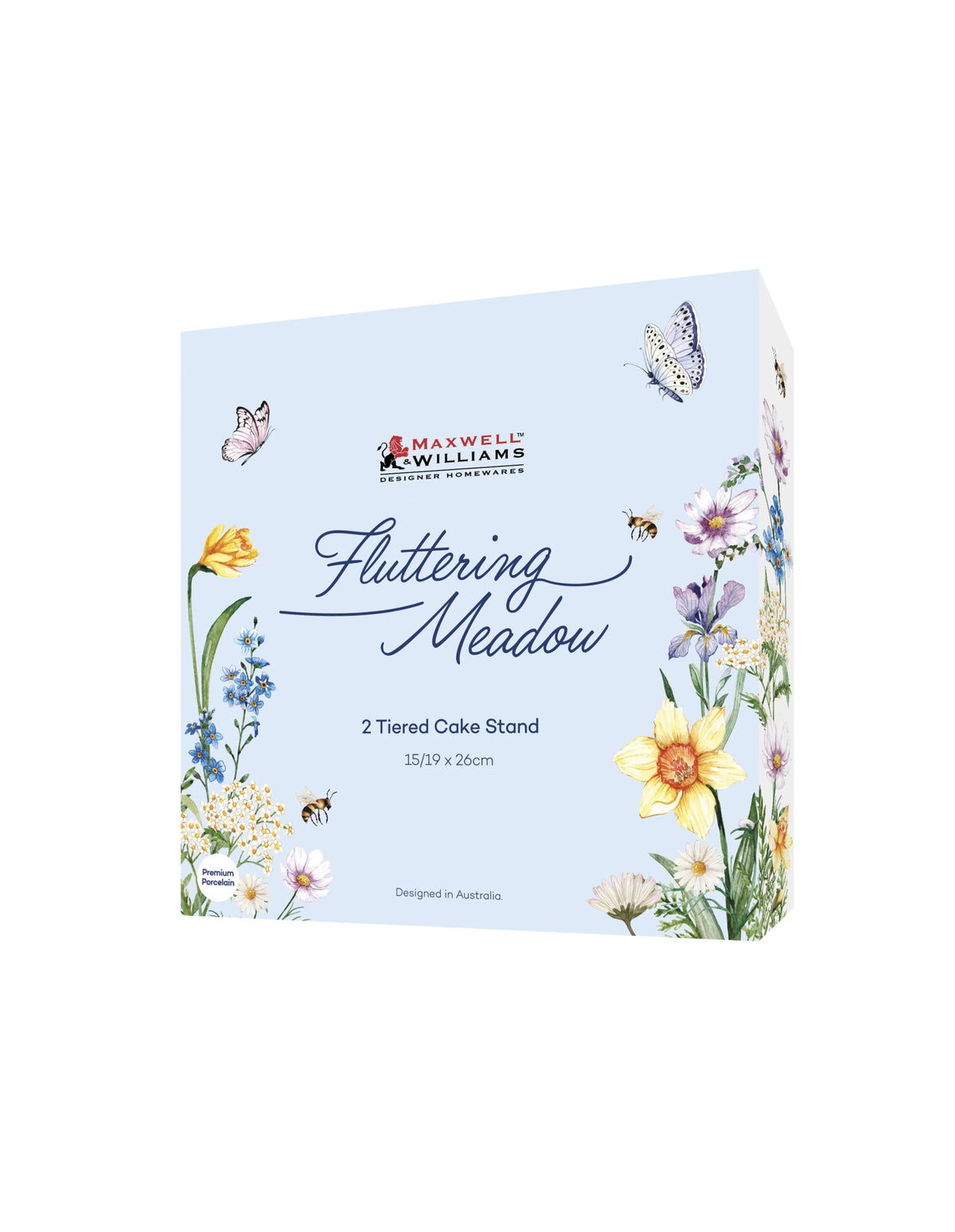 Maxwell & Williams Fluttering Meadow 2 Tiered Cake Stand 15/19x26cm Gift Boxed