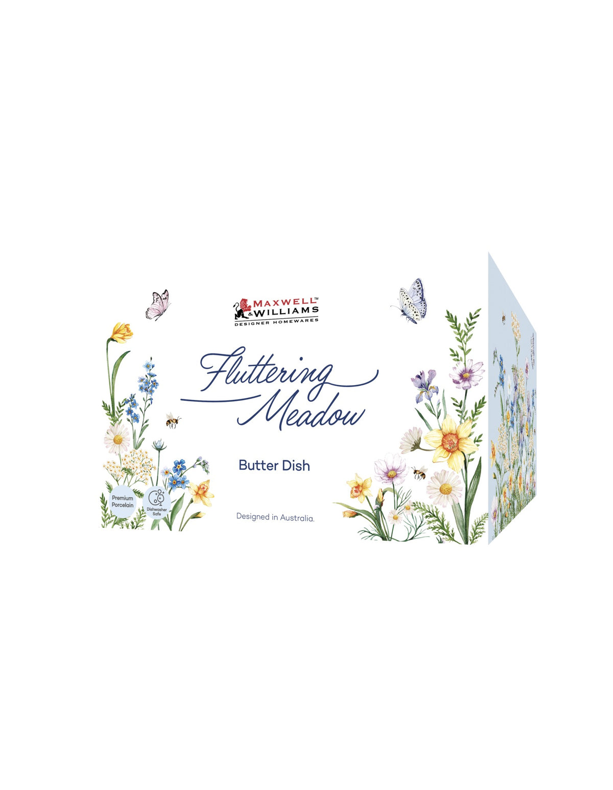 Maxwell & Williams Fluttering Meadow Butter Dish 17.5x13x11cm Gift Boxed