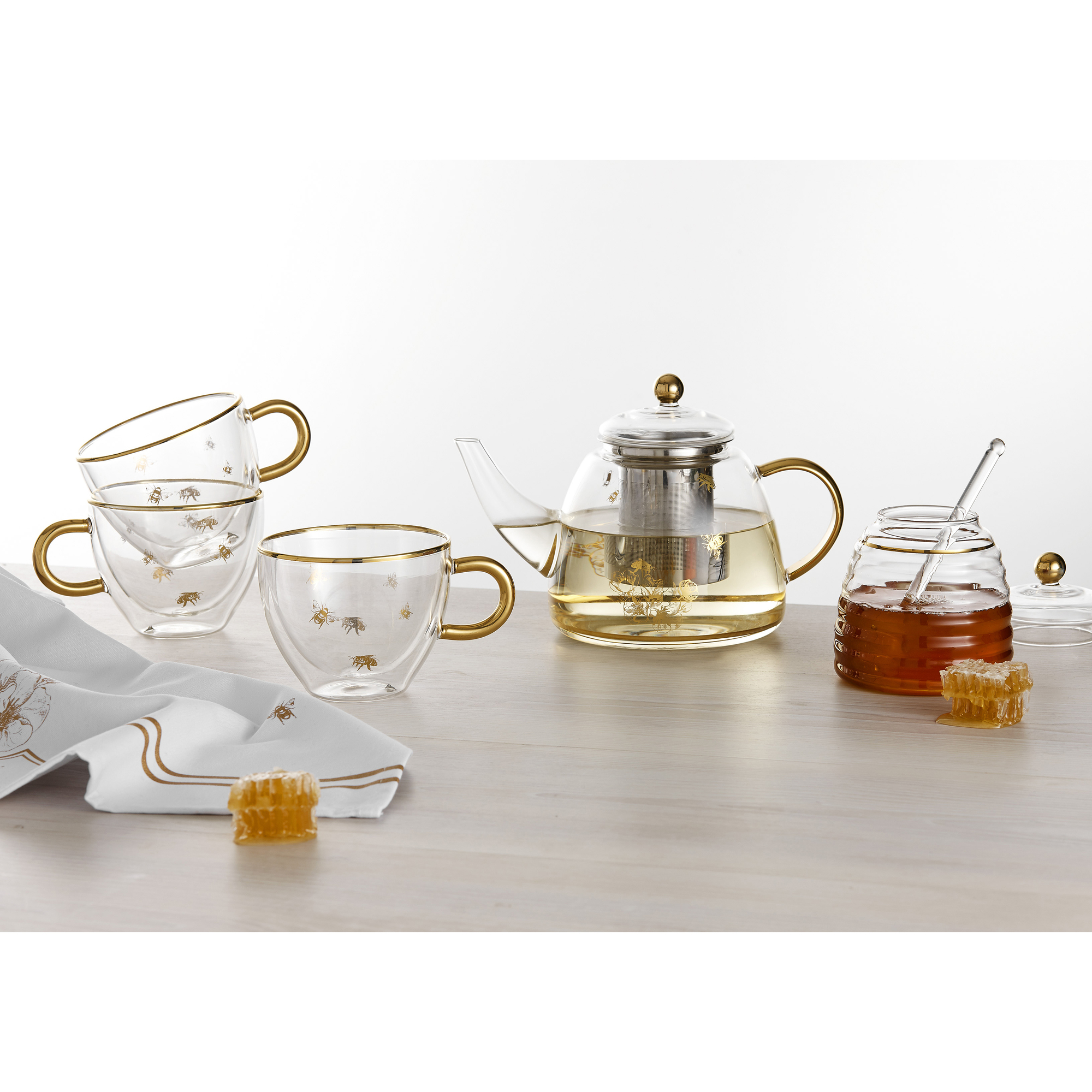 Ashdene Honey Bee Double Walled Glass Cup