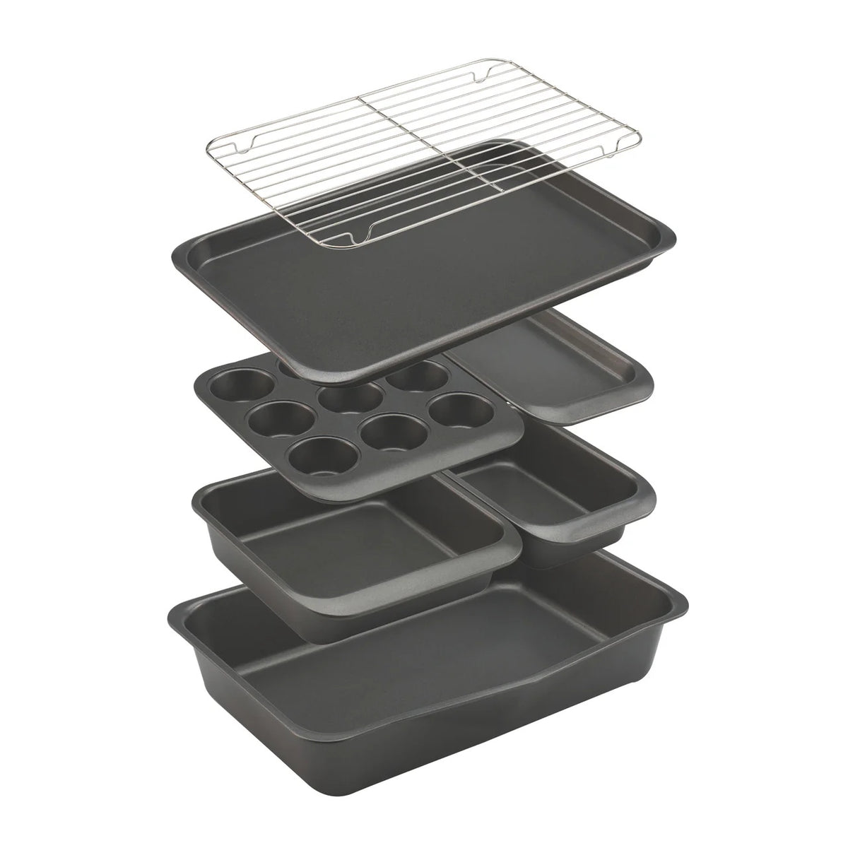 Bakemaster Stackable 7 Piece Bakeware Set | Non-Stick