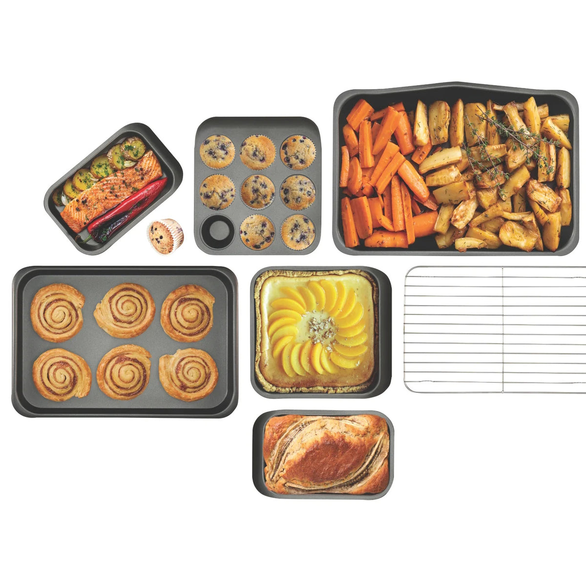 Bakemaster Stackable 7 Piece Bakeware Set | Non-Stick