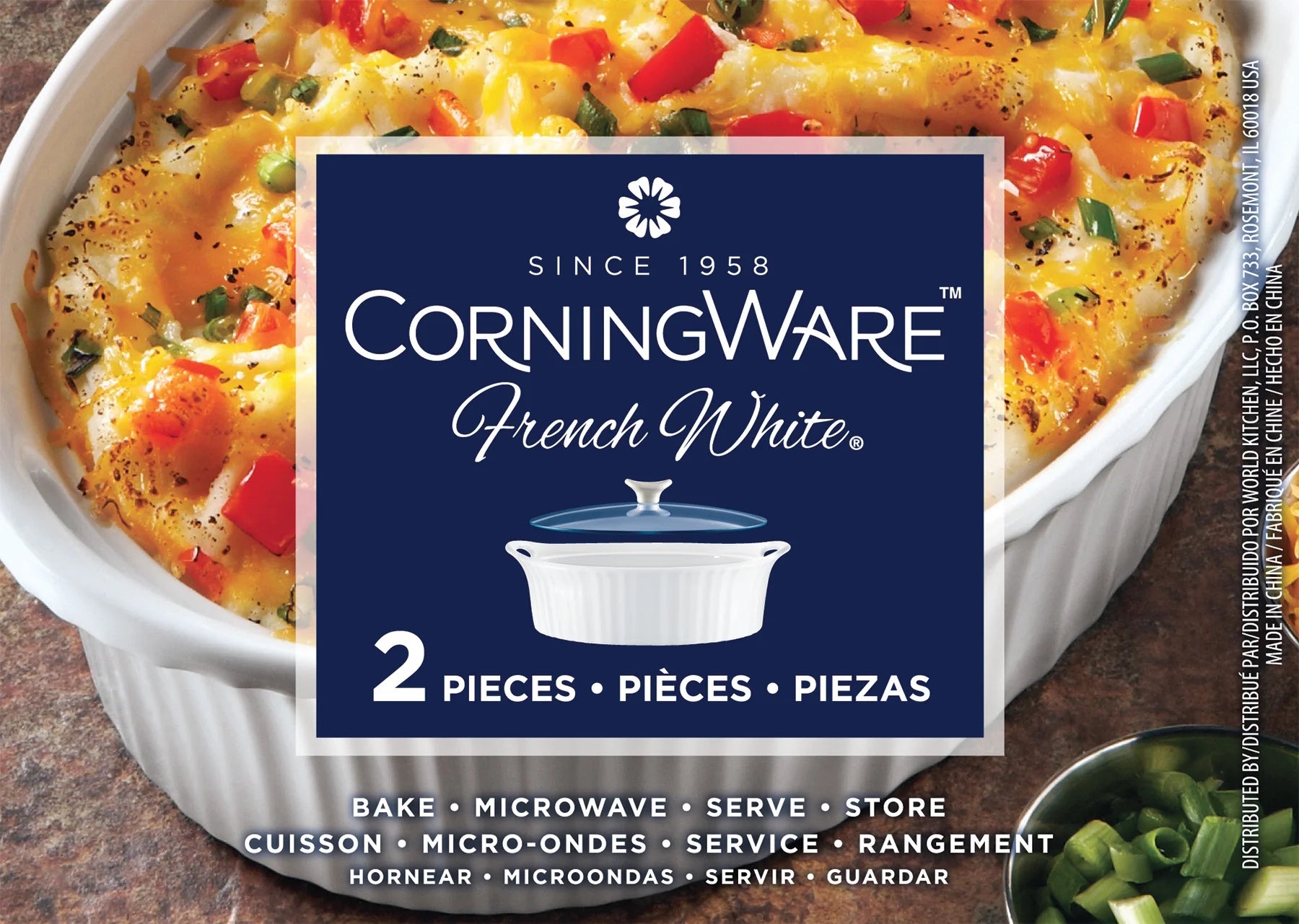 Corningware French White 1.4L Oval Covered Casserole