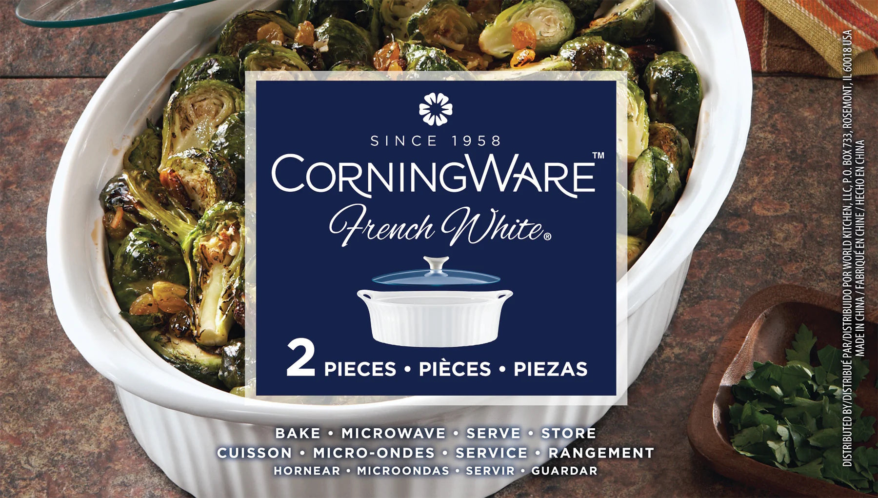 Corningware French White 2.35L Oval Covered Casserole