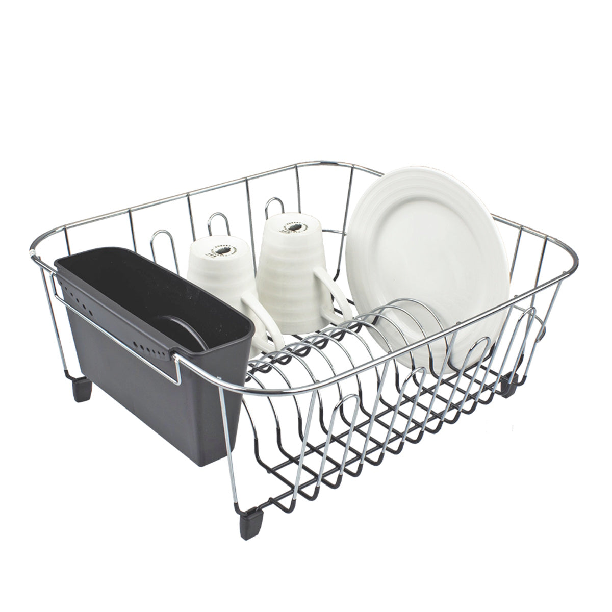 D.line Small Dish Drainer Chrome/Pvc W/ Caddy - Charcoal
