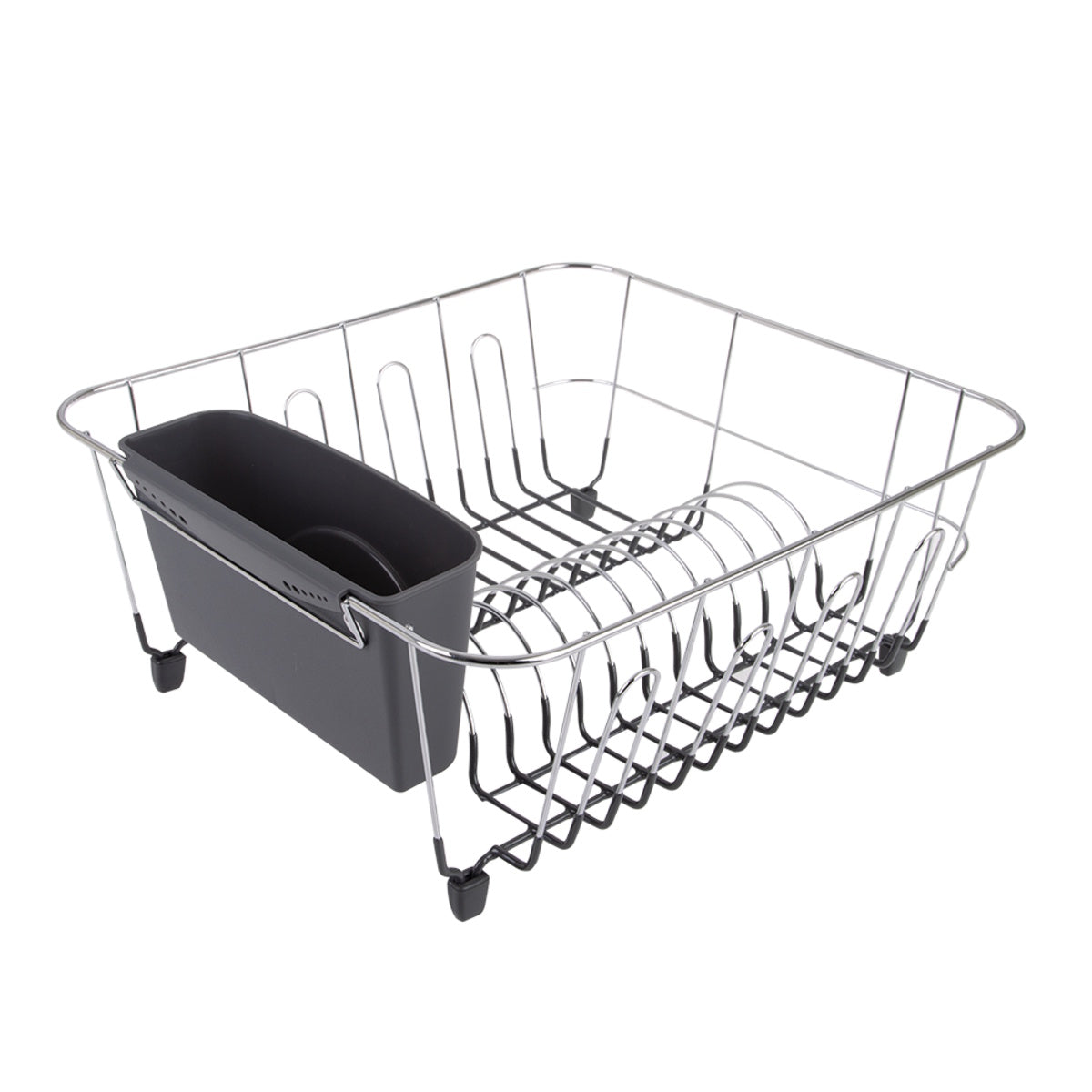 D.line Small Dish Drainer Chrome/Pvc W/ Caddy - Charcoal