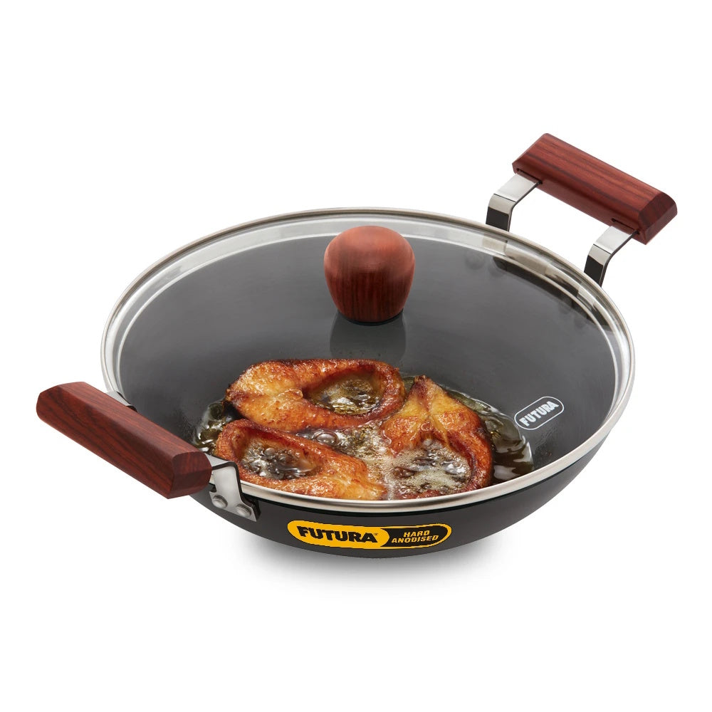 Hawkins Futura Hard Anodised Kadhai 2.5 Litre with Glass Lid  26 cm- AFFK25G