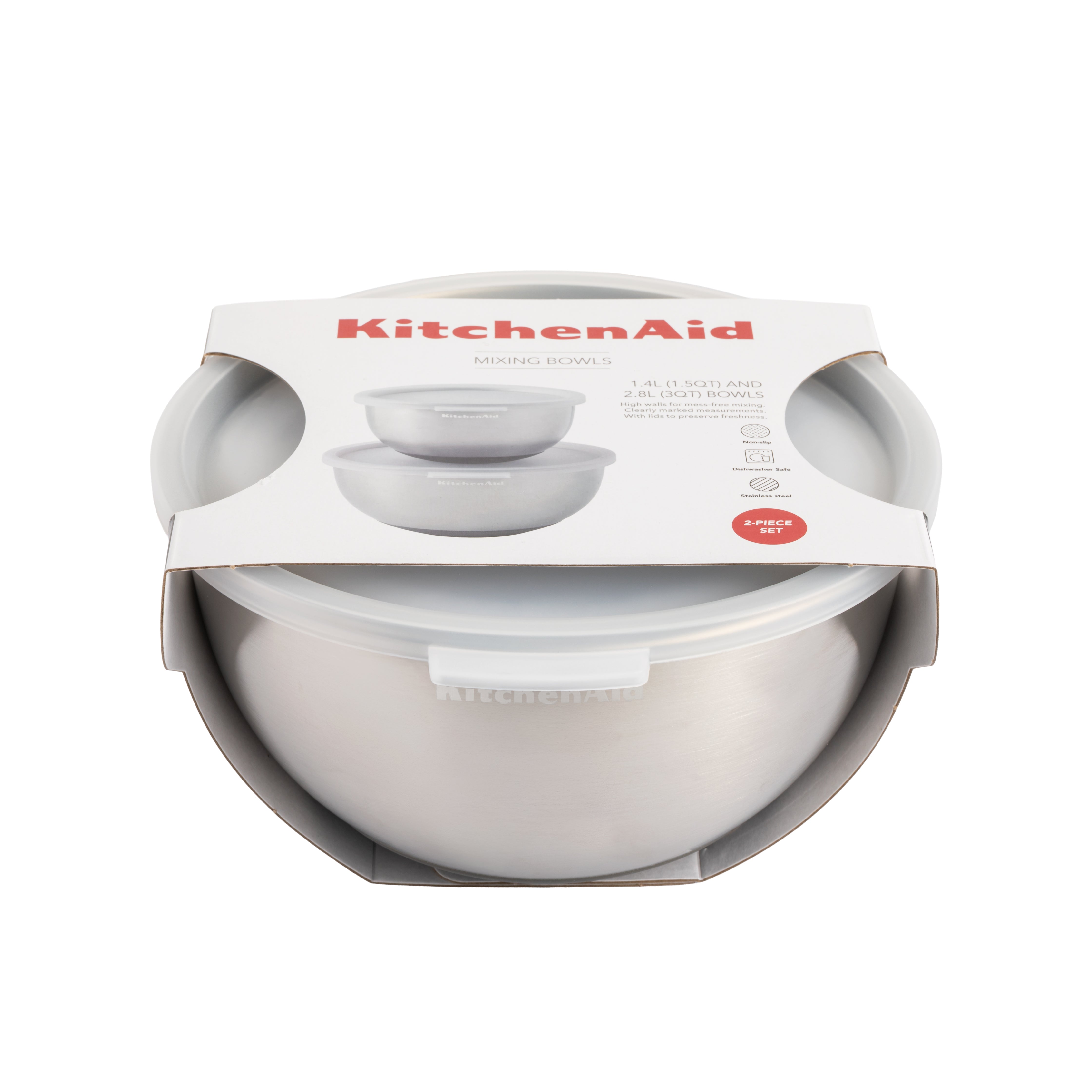 KitchenAid – Stainless Steel Mixing Bowls with Lids Set of 2