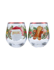 Maxwell & Williams Tis The Season Stemless Glass 550ML Set of 2 Assorted Gift Boxed