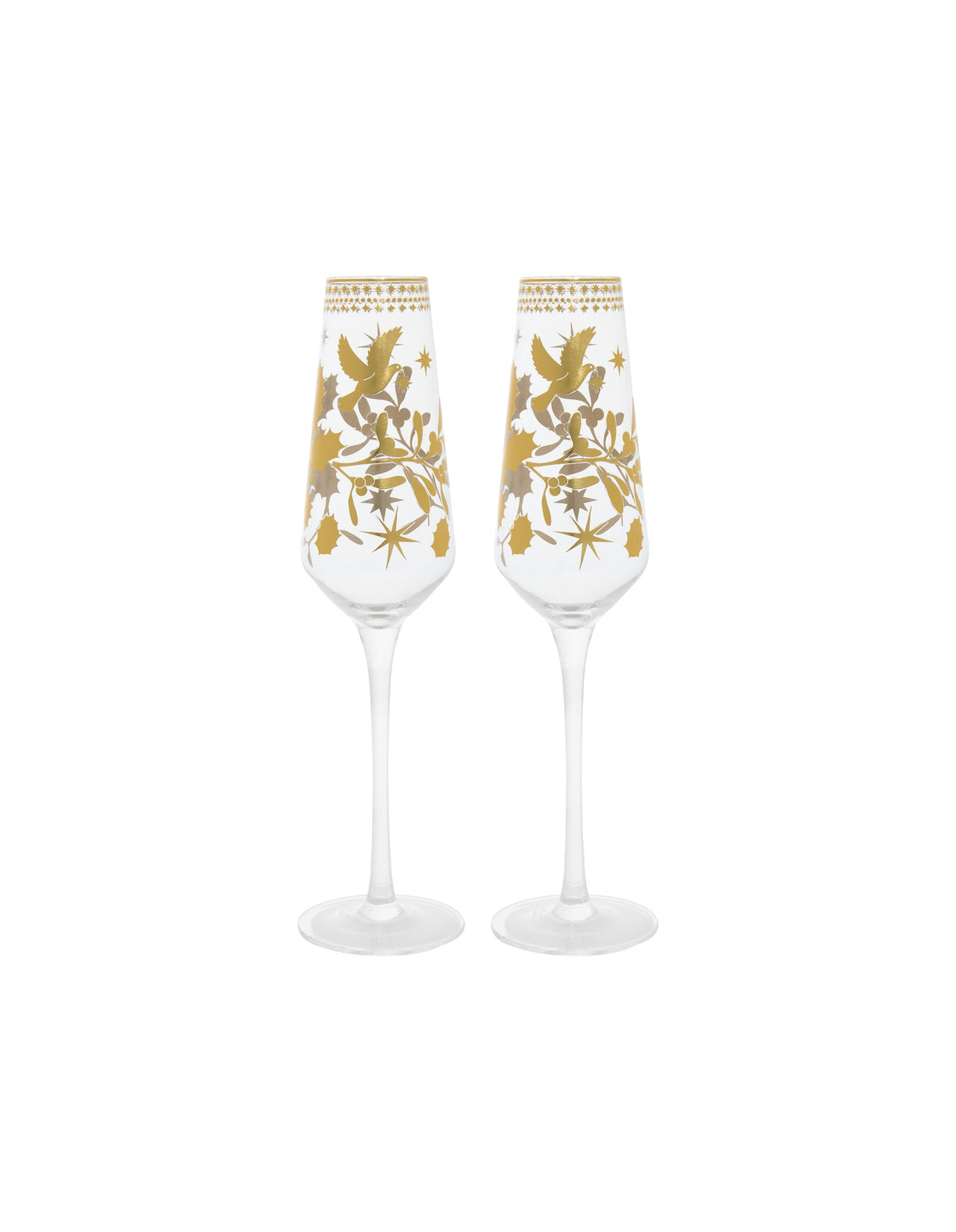 Maxwell & Williams White Christmas Prosecco Glass 240ML Set of 2 Gold Gift Boxed