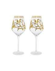 Maxwell & Williams White Christmas Wine Glass 500ML Set of 2 Gold Gift Boxed
