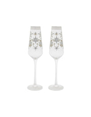 Maxwell & Williams White Christmas Prosecco Glass 240ML Set of 2 Silver Gift Boxed