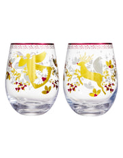 Maxwell & Williams  White Christmas 2026 Stemless Wine Glass 550ML Set of 2 Gold Gift Boxed