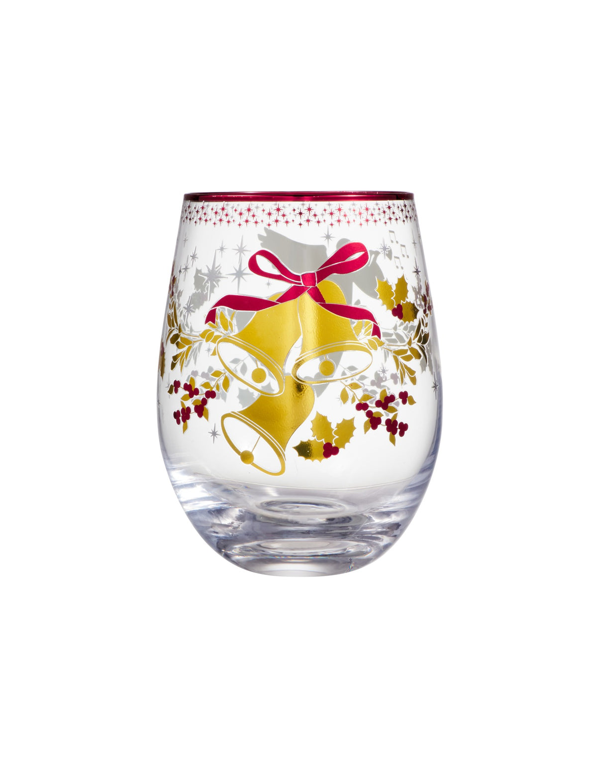 Maxwell & Williams  White Christmas 2026 Stemless Wine Glass 550ML Set of 2 Gold Gift Boxed