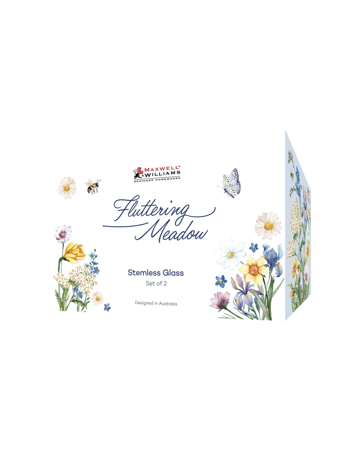 Maxwell & Williams Fluttering Meadow Stemless Glass 550ML Set of 2 Gift Boxed