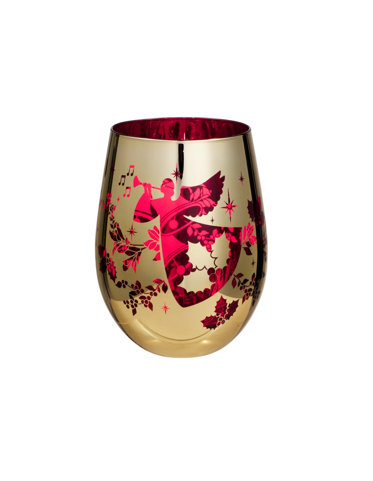 Maxwell & Williams  White Christmas 2026 Stemless Glass 550ml Set of 2 Gift Boxed in Red/Gold