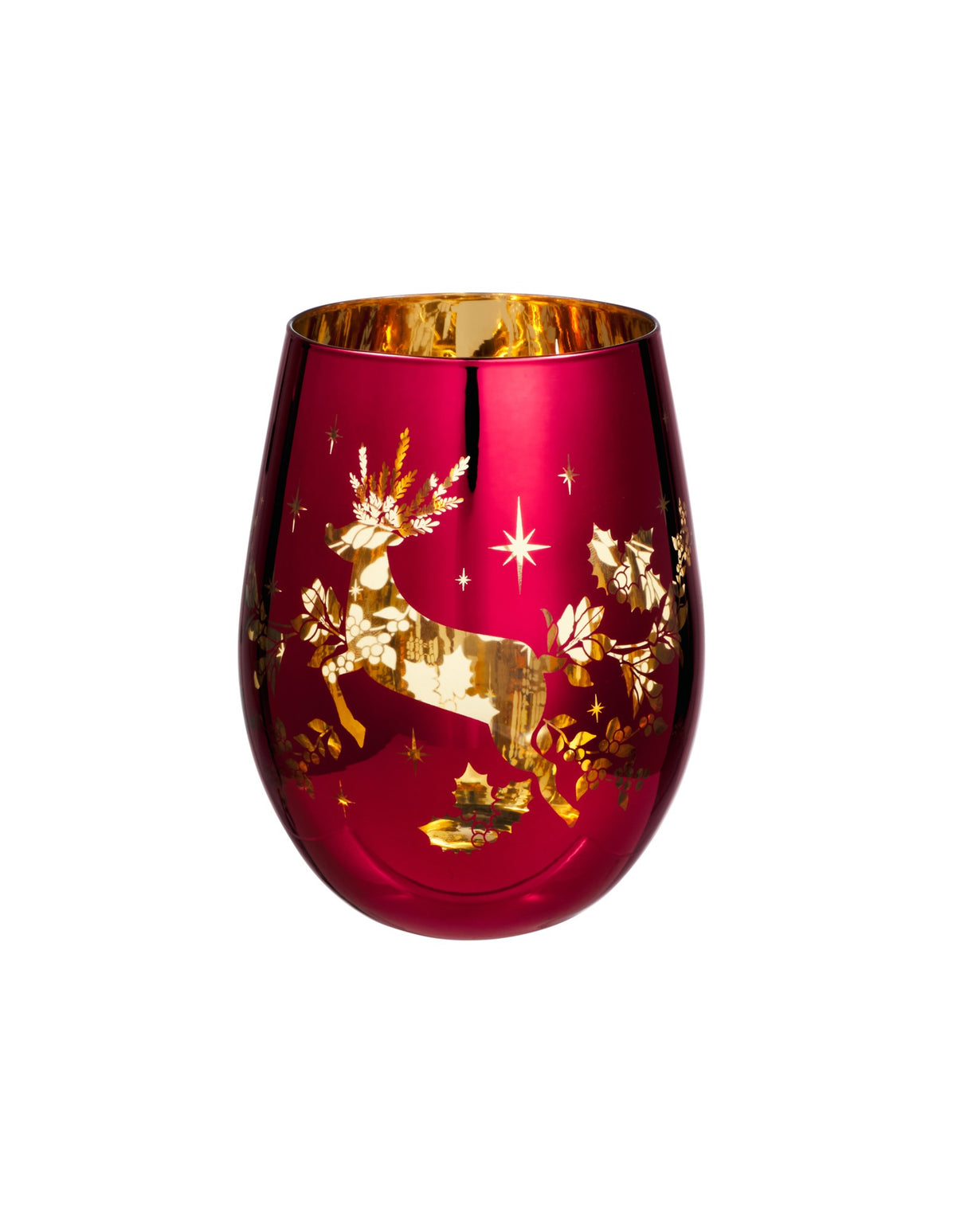 Maxwell & Williams  White Christmas 2026 Stemless Glass 550ml Set of 2 Gift Boxed in Red/Gold