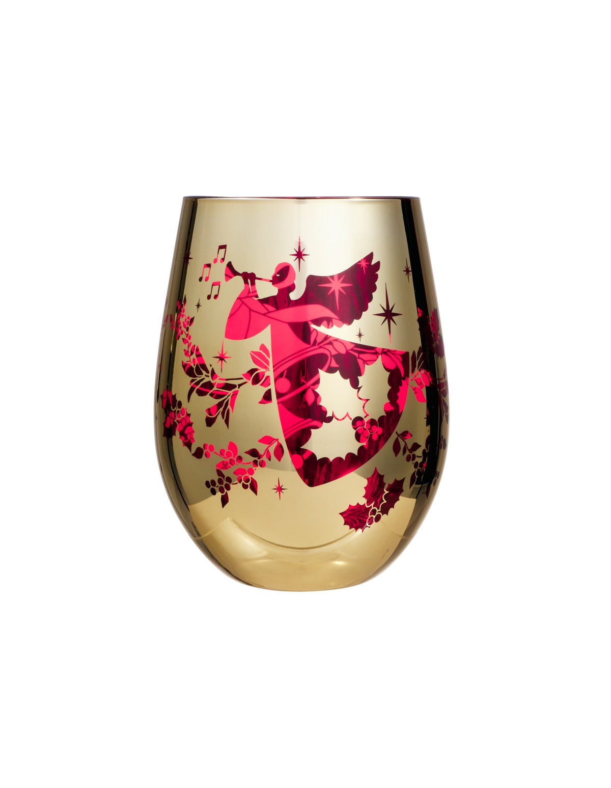 Maxwell & Williams  White Christmas 2026 Stemless Glass 550ml Set of 2 Gift Boxed in Red/Gold