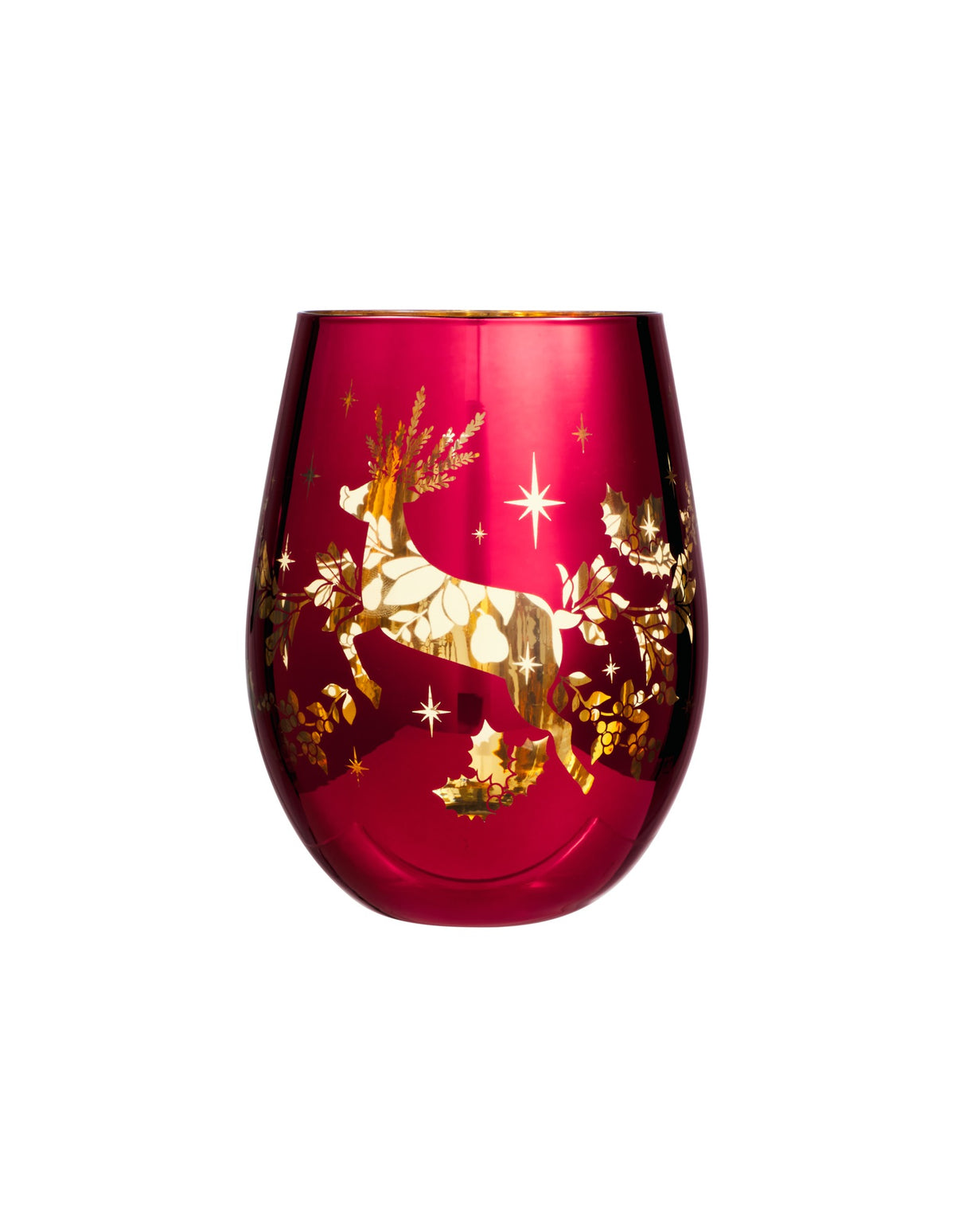Maxwell & Williams  White Christmas 2026 Stemless Glass 550ml Set of 2 Gift Boxed in Red/Gold